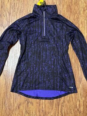 Champion 1/4 Zip Women's Purple & Black Pullover Athletic Long Sleeve Top XS